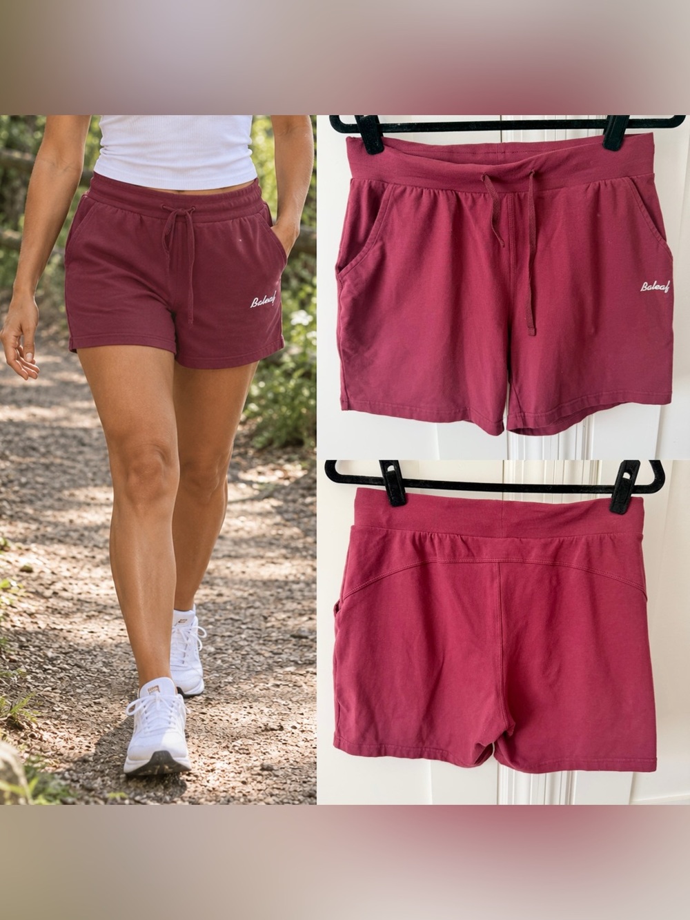 BALEAF Drawstring Lounge Athletic Shorts Burgundy Sz M